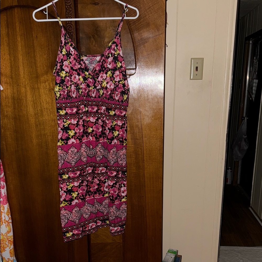 Faded Glory Pink and Black Floral Dress